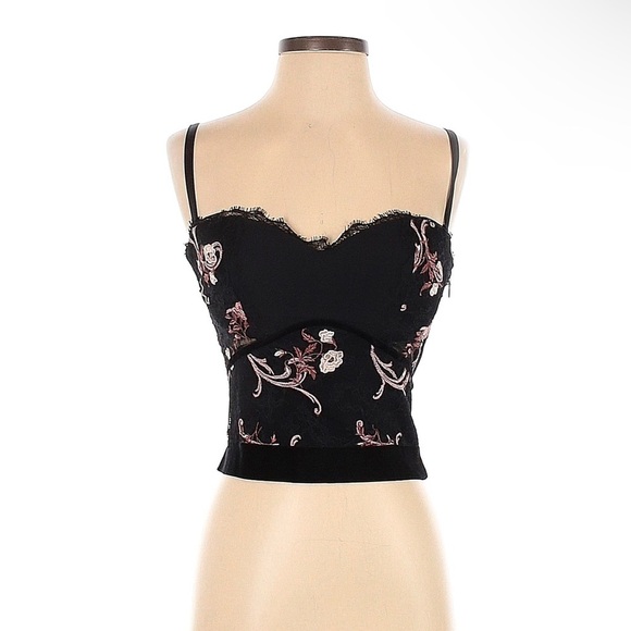 LA PERLA Hampton Court Lace Embroidered Goth Dark Floral Fairy Crop Size 3 36C - Picture 1 of 12